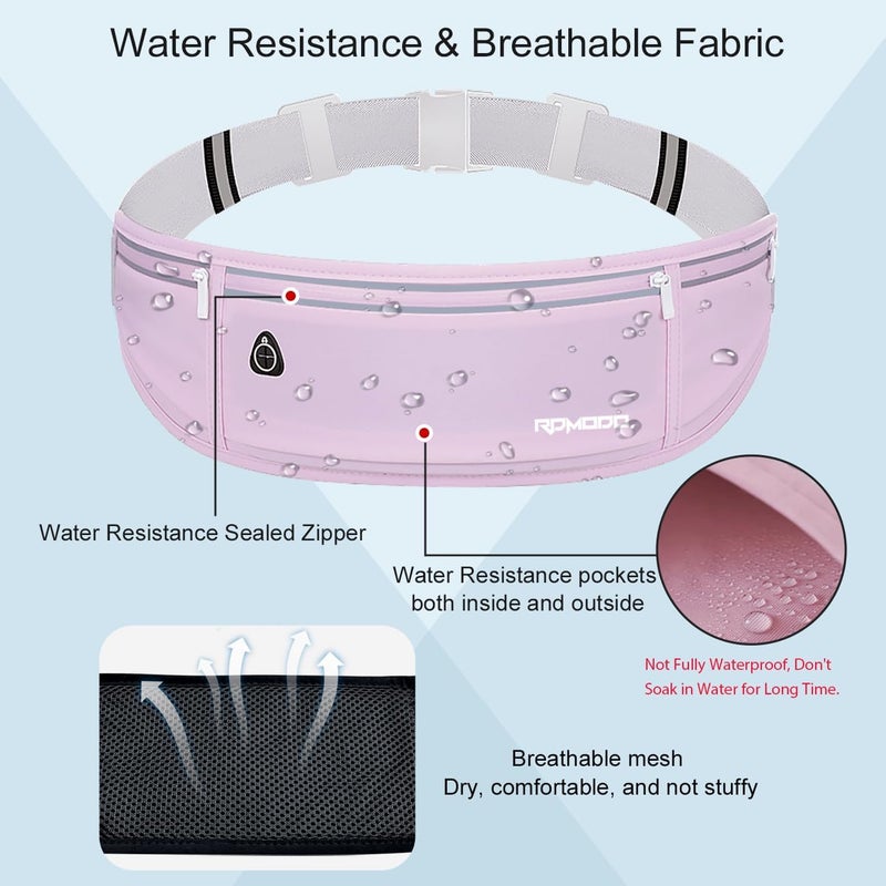 RDMODO Running Fanny Pack for Women, Running Belts for Men, Water Resistant Waist Pack, Large Capacity Phone Pouch，Adjustable Bounce Free Phone Holder for Running Walking Hiking Cards Key Light Purple - Image 5